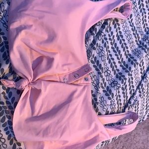 pink button up knot bikini top